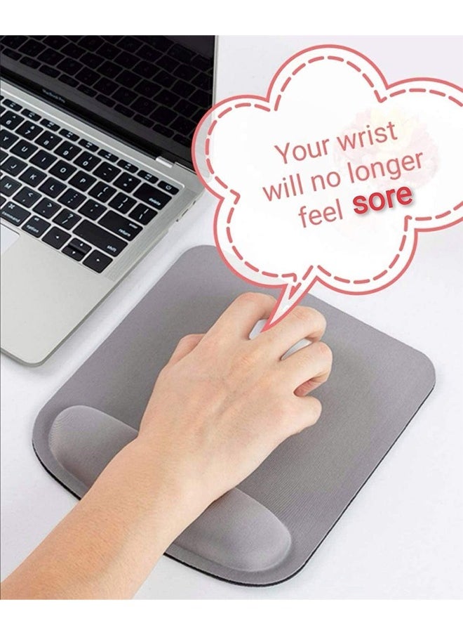 Ergonomic Mouse Pad Wrist Support, Comfortable Mouse Pad Wrist Rest, Relieve Wrist Pain Gel Mouse pad, Non-Slip Rubber Base Mousepad for Laptop (light gray）
