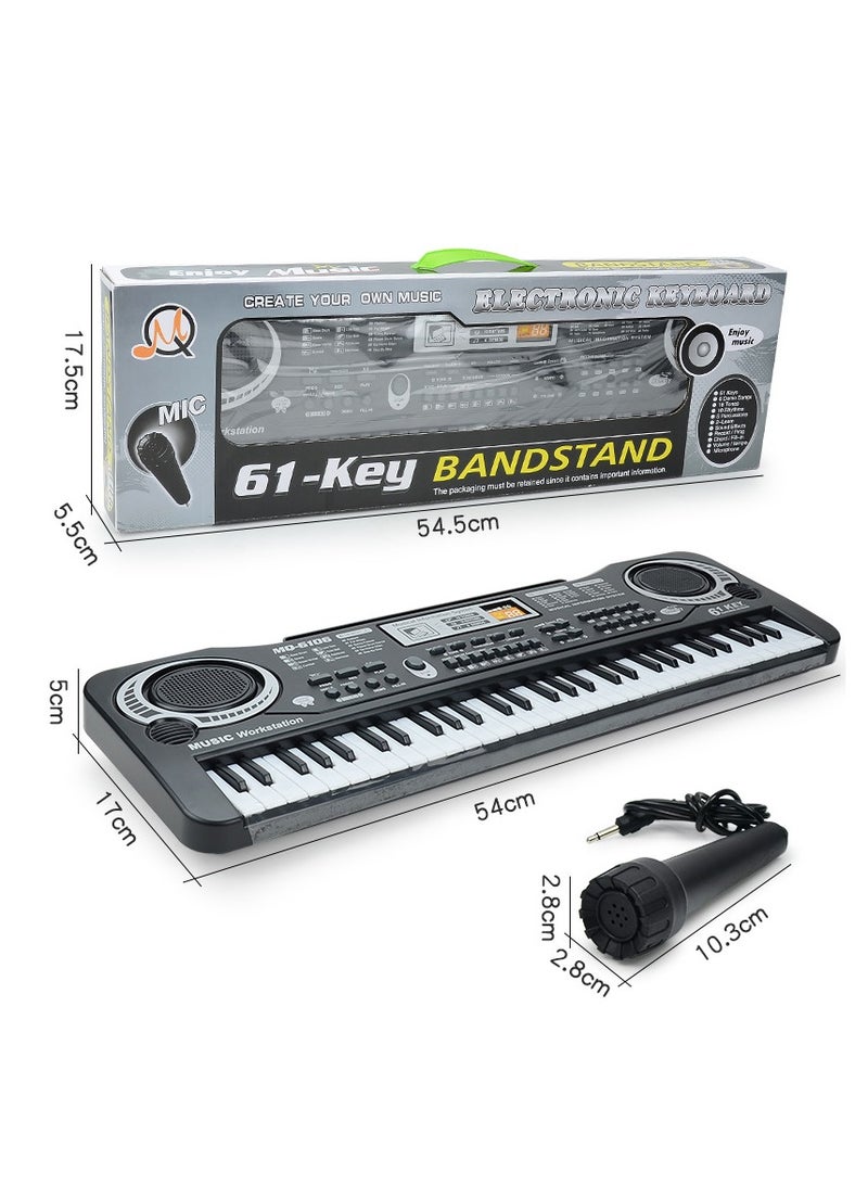 61 Key Digital Music Piano Keyboard for Kids Portable Electronic Musical Instrument Multi-function Keyboard with Microphone - Image 3