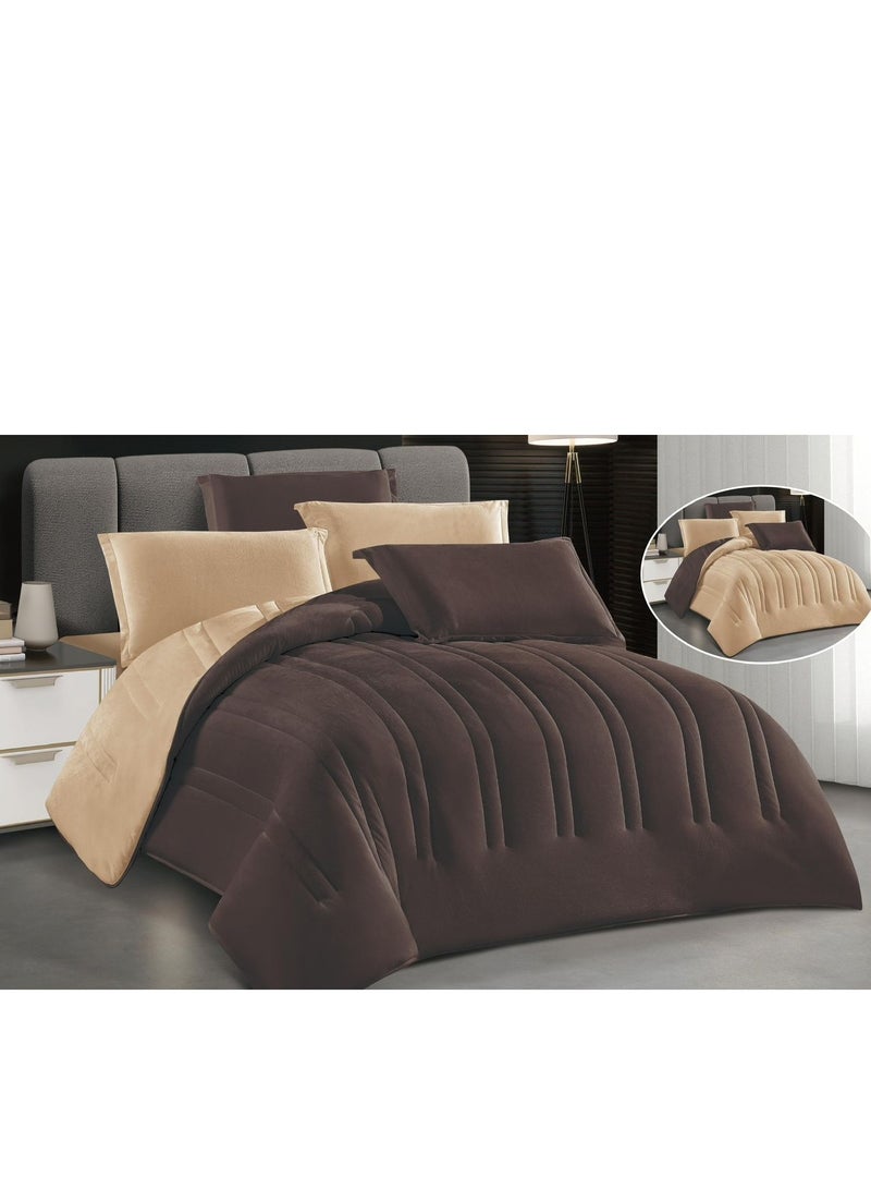 شي ديو ديو مفرش سرير نفرونص شتوي  بتصميم سادة وجهين ليمنحك الدفىء ، 4 قطع مقاس اللحاف 220x170 سم - Image 1