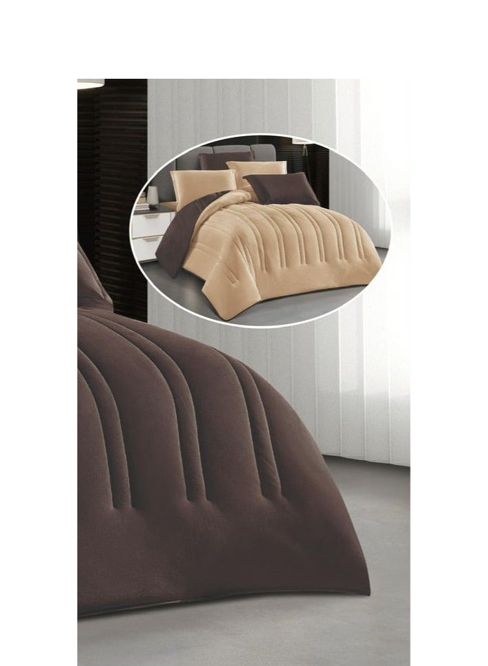 شي ديو ديو مفرش سرير نفرونص شتوي  بتصميم سادة وجهين ليمنحك الدفىء ، 4 قطع مقاس اللحاف 220x170 سم - Image 4