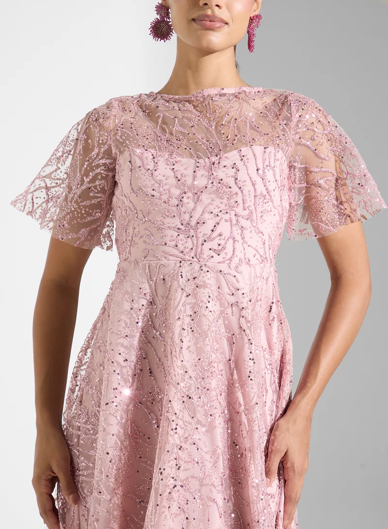 Ella Limited Edition Sparkling Sheer Overlay Dress