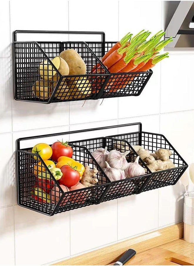 Generic 3 Grids Wall Mounted Storage Rack Onion Ginger Spice Rack Organizer Kitchen Storage Basket Bathroom Storage Rack  - Image 4