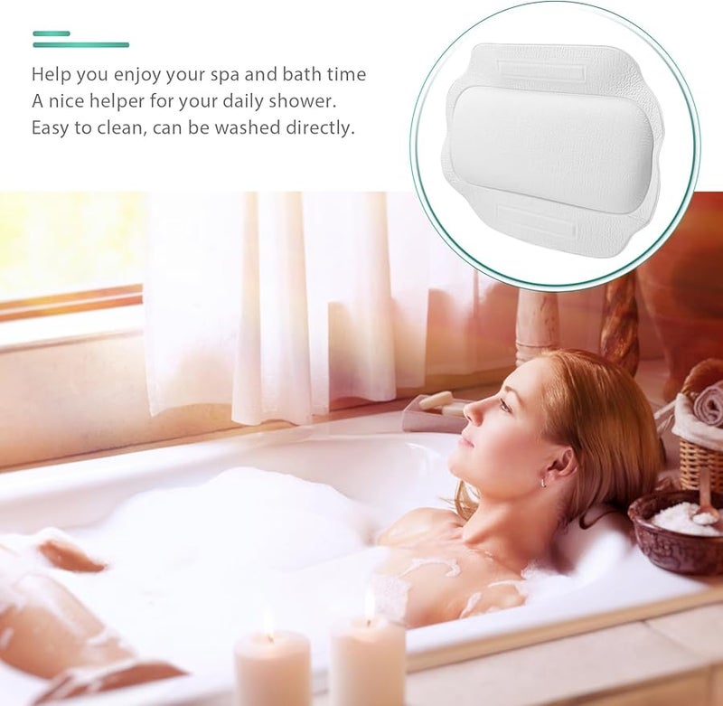 Ergonomic Non Slip Bath Pillow with Strong Suction Cups for Neck and Back Support - Image 4