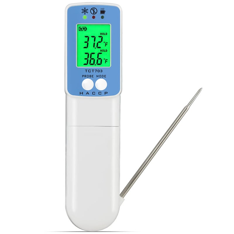 Metris Instruments Food Cooking Meat Thermometer Digital Infrared Laser Instant Read with Probe for Kitchen Outside Grill BBQ Smoker Food Inspector Model TCT703