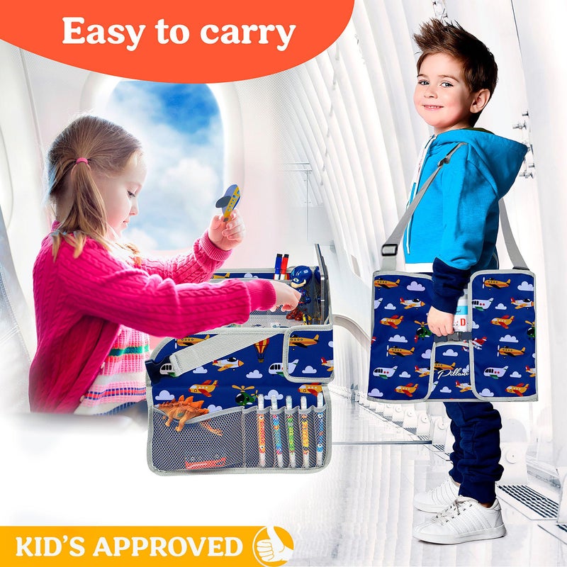 PILLANI Kids Travel Tray for Car - Toddler Airplane Travel Essentials w/ Activity Sheets, Pens & Dry Erase Board - Kids Travel - Must Have Toddler Lap Desk Organizer for Airplane - Travel Accessories - Image 5
