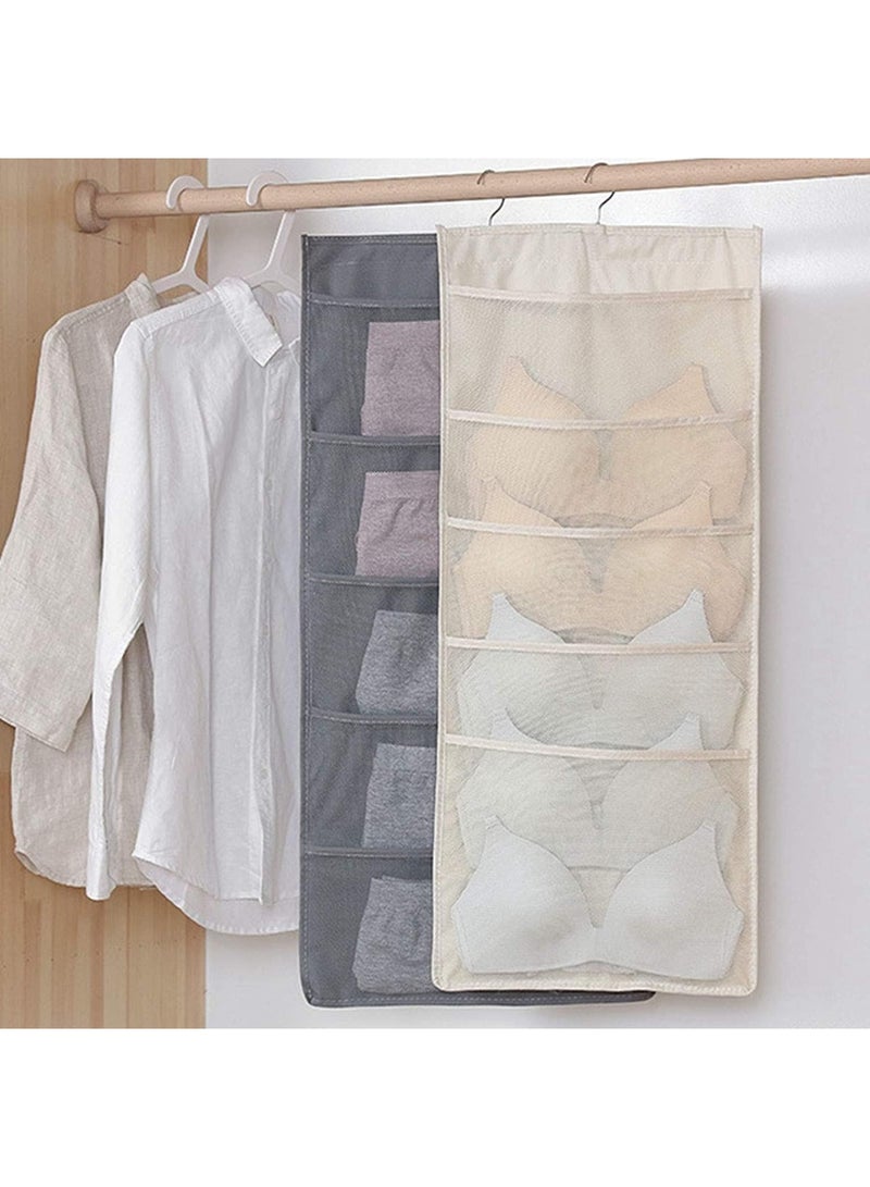 YelaJoy Bra and Underwear Hanging Storage Organizer Mesh Pockets Dual Sided Wall Shelves Space Saver Bag Sock Underpants Drawer Closet Clothes Rack (Pink:(6+18pockets))  - Image 2