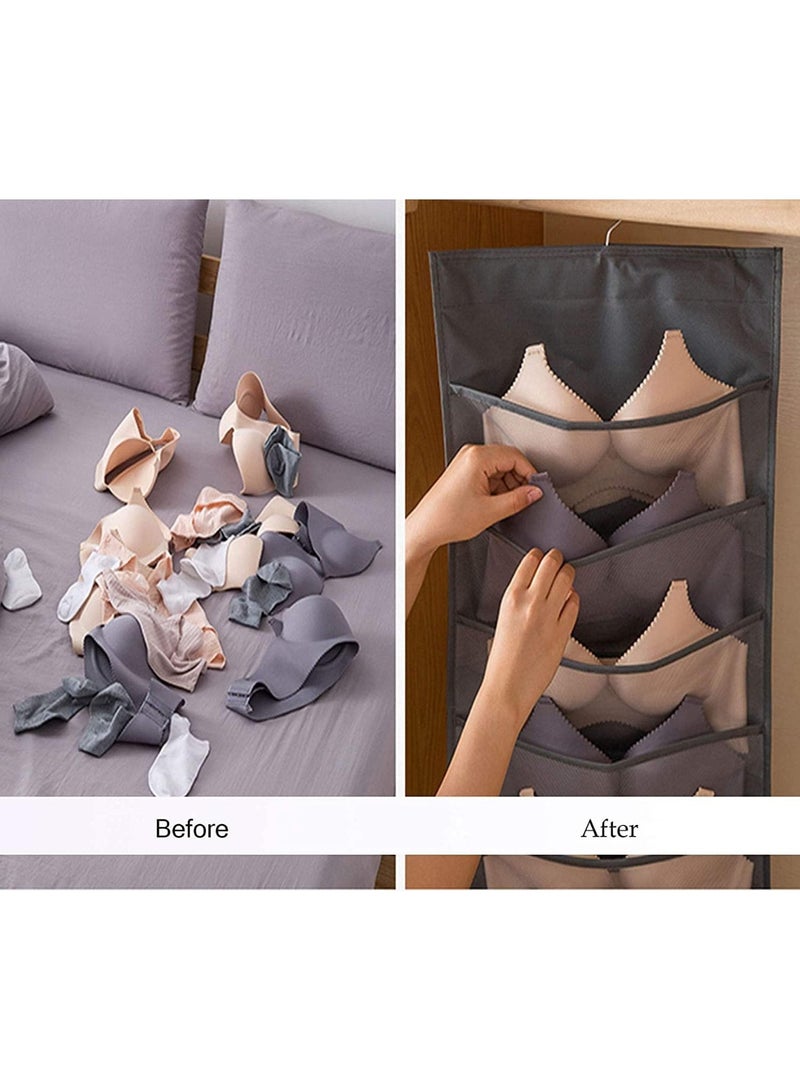 YelaJoy Bra and Underwear Hanging Storage Organizer Mesh Pockets Dual Sided Wall Shelves Space Saver Bag Sock Underpants Drawer Closet Clothes Rack (Pink:(6+18pockets))  - Image 5