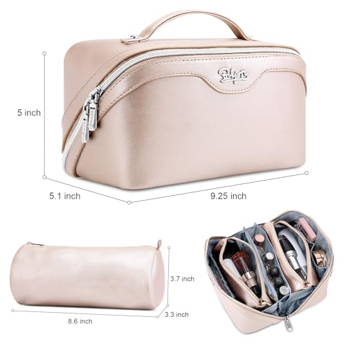 BOYATU Travel Makeup Bag Organizer Cosmetic Bag: 3 Pcs Set Make up Bags for Women with Handle - Waterproof Vegan Leather Toiletry Bags Travel Essentials Pouch with Compartments (C-03-Sliver) - Image 2