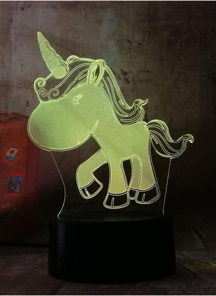 althiqahkey - New Romantic Cute Unicorn 3D LED 7/16 Color Changing Table Lamp Multicolor Night Light Bedroon Decor Novelty Holiday Girlfriend Children Gift - Image 1