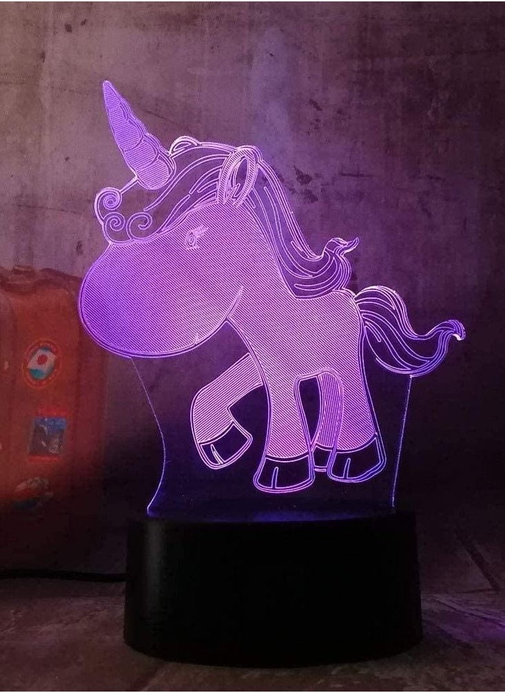 althiqahkey - New Romantic Cute Unicorn 3D LED 7/16 Color Changing Table Lamp Multicolor Night Light Bedroon Decor Novelty Holiday Girlfriend Children Gift - Image 1