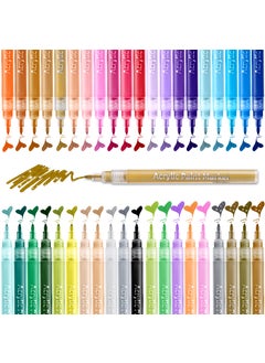 Ohuhu Ohuhu Paint Pens For Rock Painting Art, 40-Color Acrylic Markers Pen For Diy Ceramic, Water-Based Acrylic Ink Painting For Porcelain, Metal, Wood, Paint Marker Medium, Multicolor  - Image 1