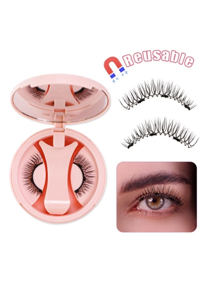 بقلم سابرينا رموش مغناطيسية، زوج واحد، لا حاجة للغراء، مجموعة رموش سهلة الاستخدام للمبتدئين مع أداة وضع، ملقط، مرآة، علبة، قابلة لإعادة الاستخدام، مظهر طبيعي - Image 1