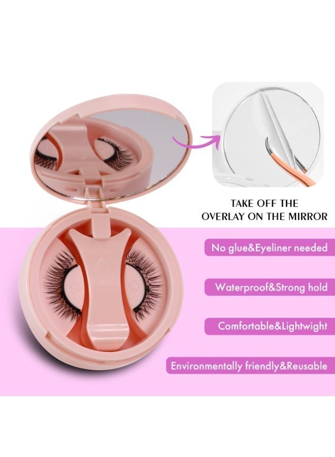 بقلم سابرينا رموش مغناطيسية، زوج واحد، لا حاجة للغراء، مجموعة رموش سهلة الاستخدام للمبتدئين مع أداة وضع، ملقط، مرآة، علبة، قابلة لإعادة الاستخدام، مظهر طبيعي - Image 4