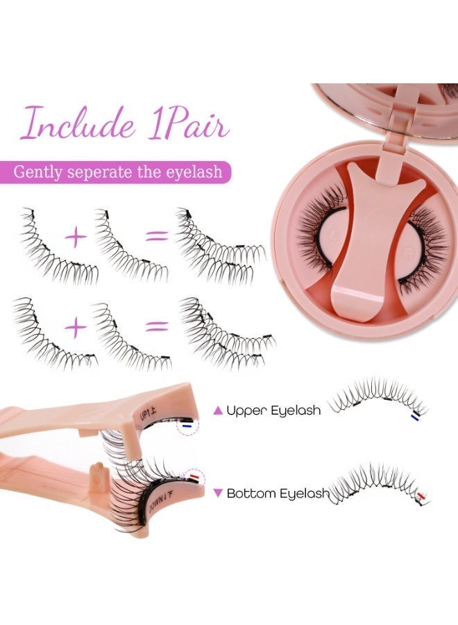 بقلم سابرينا رموش مغناطيسية، زوج واحد، لا حاجة للغراء، مجموعة رموش سهلة الاستخدام للمبتدئين مع أداة وضع، ملقط، مرآة، علبة، قابلة لإعادة الاستخدام، مظهر طبيعي - Image 3