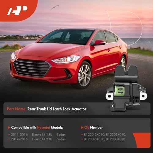 A-Premium Rear Tailgate Trunk Latch Lid Lock Actuator Compatible with Hyundai Elantra 2011 2012 2013 2014 2015 2016, 1.8L 2.0L, Sedan, Replace# 81230-3X010, 81230-3X030 - Image 2