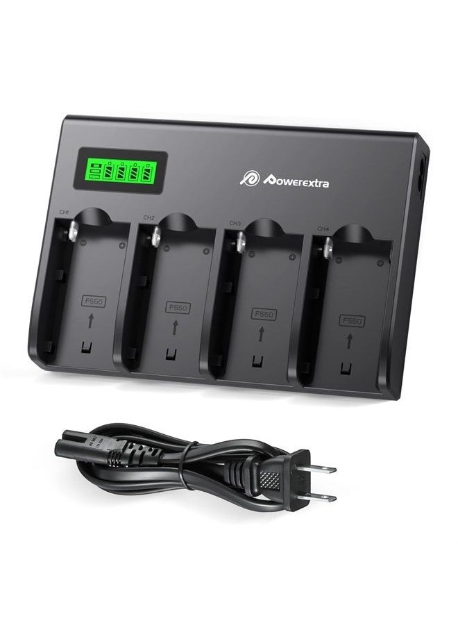 Powerextra 4-Channel Battery Charger with LCD Display for Sony NP-F970, NP-F960, NP-F950, NP-F930, NP-F770, NP-F750, NP-F570, NP-F550 Camera Battery  - Image 1