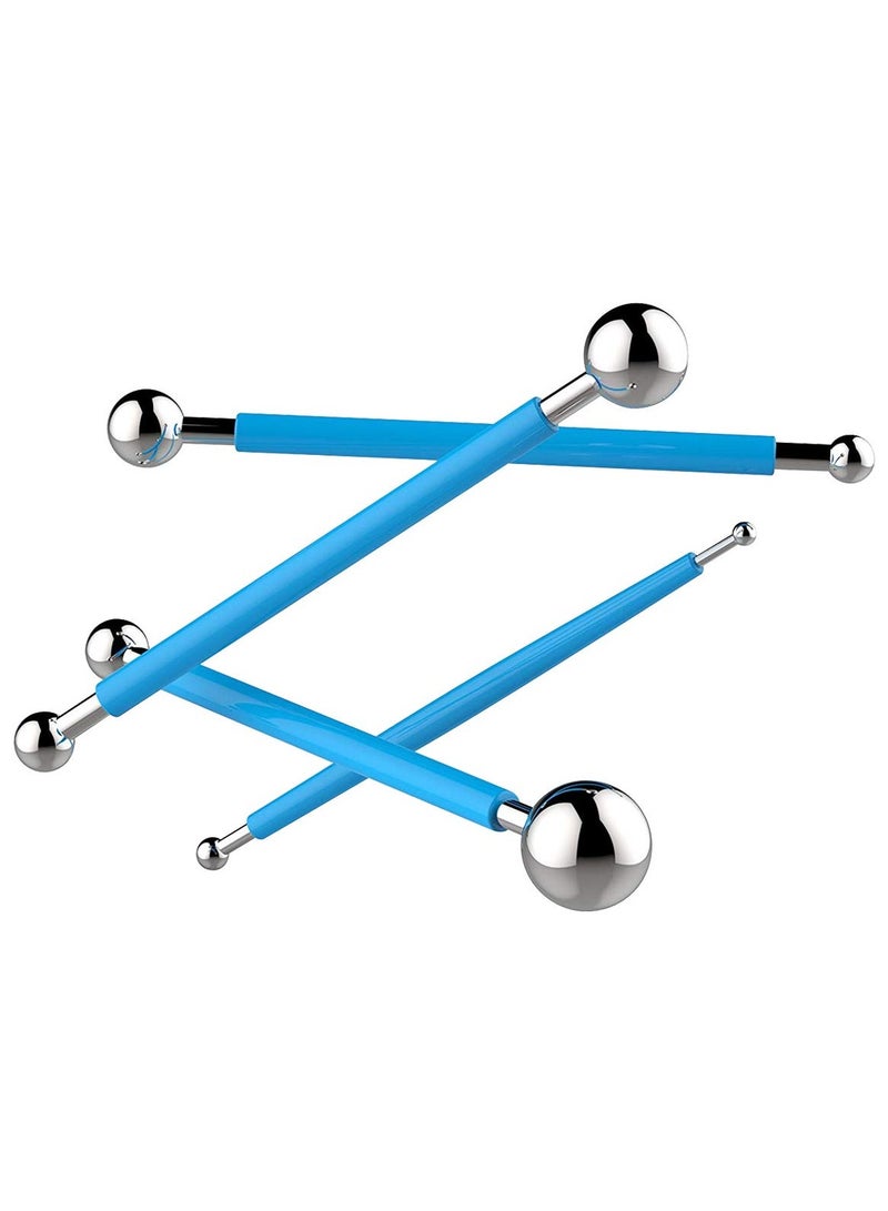4 Pcs Metal Ball Fondant Cake Decorating Sugar craft Flower Modelling Tool, Blue - Image 2