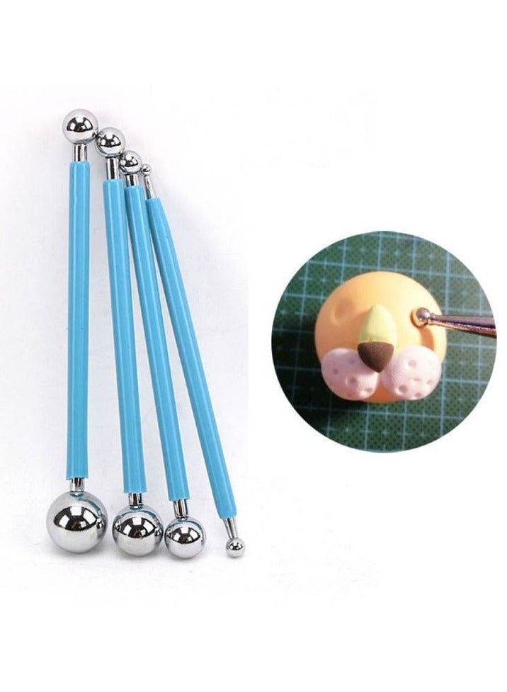 4 Pcs Metal Ball Fondant Cake Decorating Sugar craft Flower Modelling Tool, Blue - Image 4