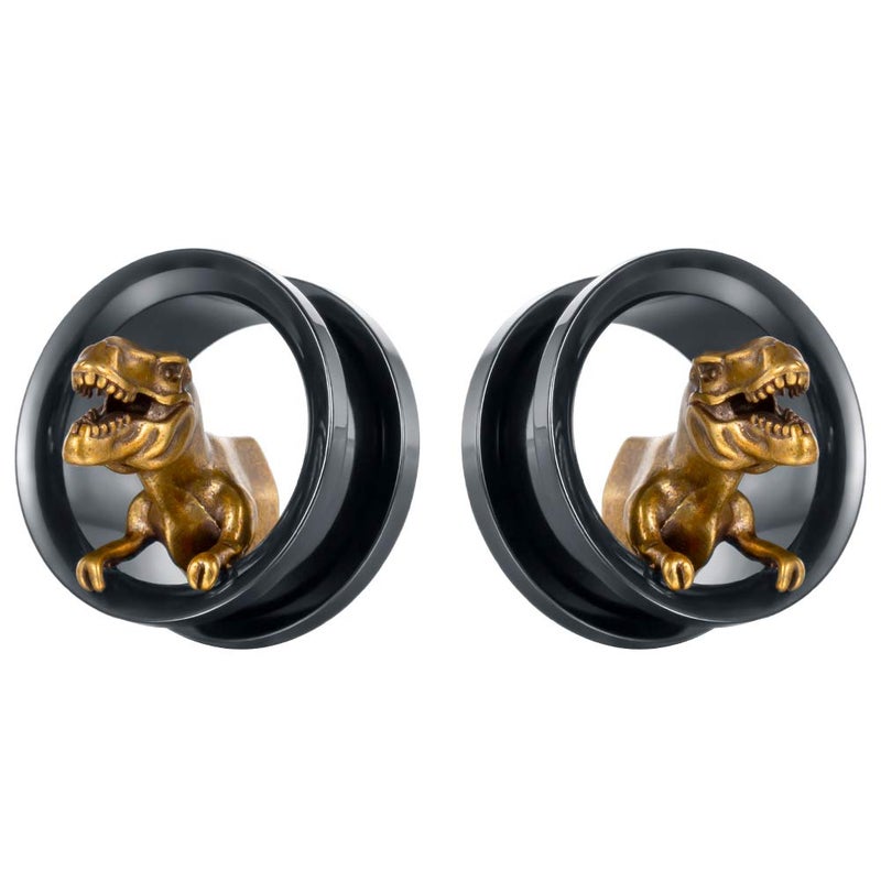 TBOSEN 2PCS Stainless Steel Dinosaur Flesh Tunnel Ear Gauge Stretcher Plug Jewelry Piercing Expander Gauges 2g - 1 inch 6mm-25mm - Image 1