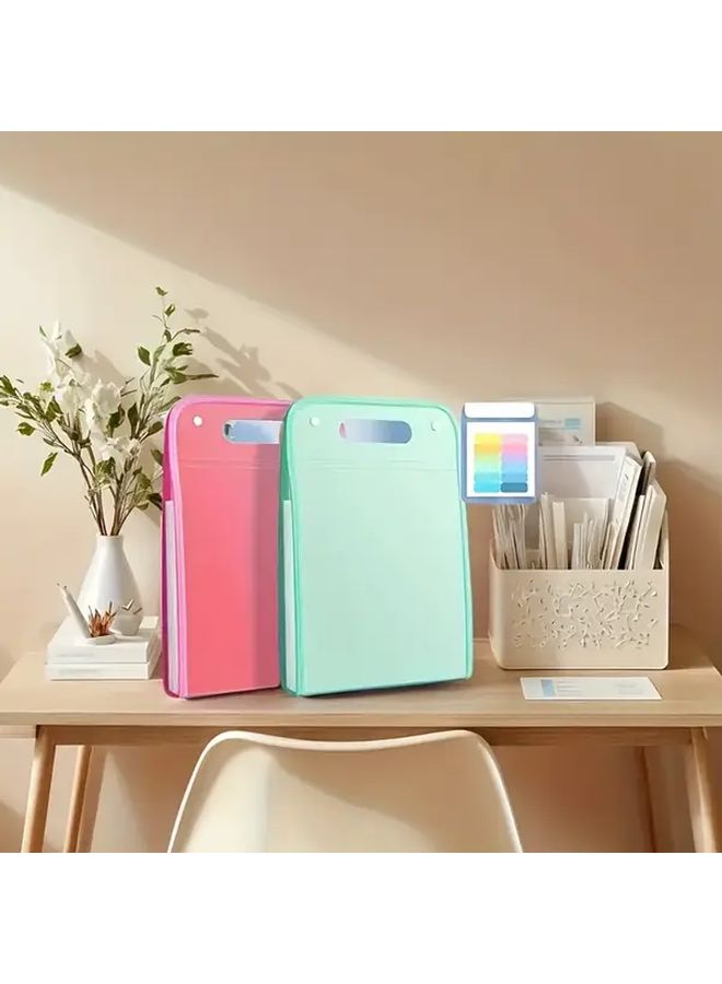 Pink Portable Folding File Folder A4 Document Organizer With Accordion Pockets - Image 5