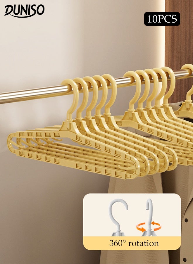 DUNISO 10Pcs Plastics Clothes Hangers Non-Slip Telescopic Clothes Hangers Space Saving Storage Organiser Hangers Multi-functional Durable Heavy Duty Strong Clother Hanger for Shirt Pants Dress - Image 1