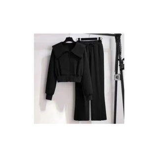 2024 New Womens Long Sleeve Jacket Sweatshirt High-Waisted Bell Bottoms Casual Sports Fashionable Two-Piece Suit Black - pzsku/Z44FCC03130D0E6A9CFAFZ/45/1746233129/ce1b2e25-4abc-42fe-91f7-59e8b7353939