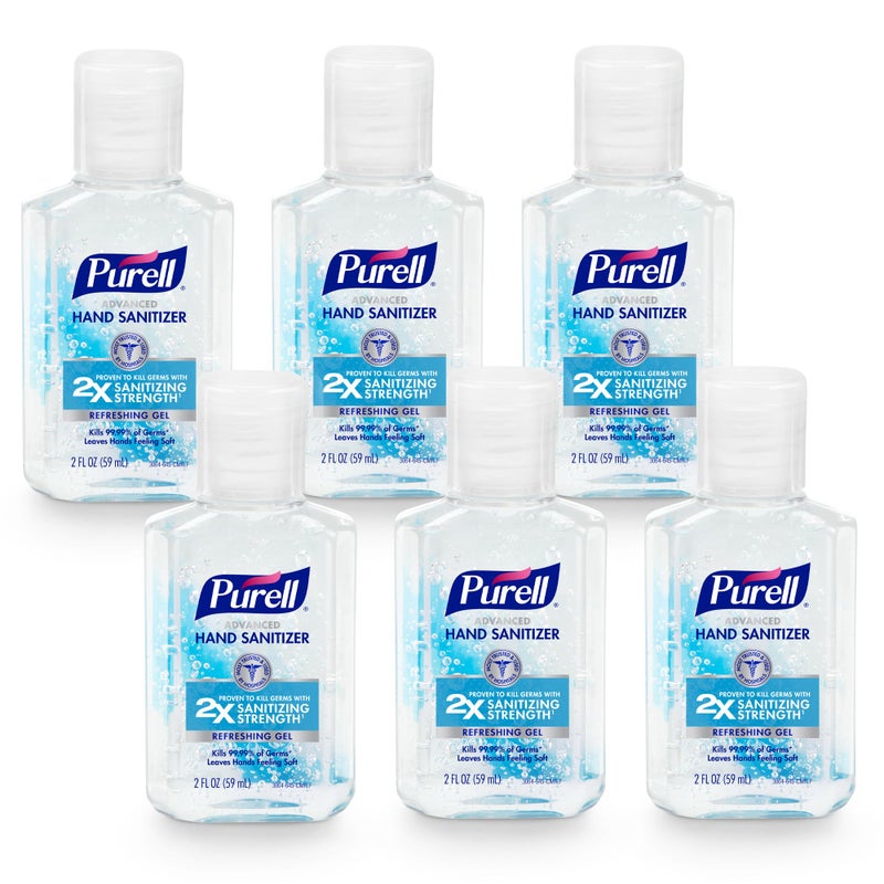 Purell Advanced Hand Sanitizer Refreshing Gel, Clean Scent, 2 fl oz Travel Size Flip Cap Bottle (Pack of 6) â€“ 3155-04-EC - Image 1