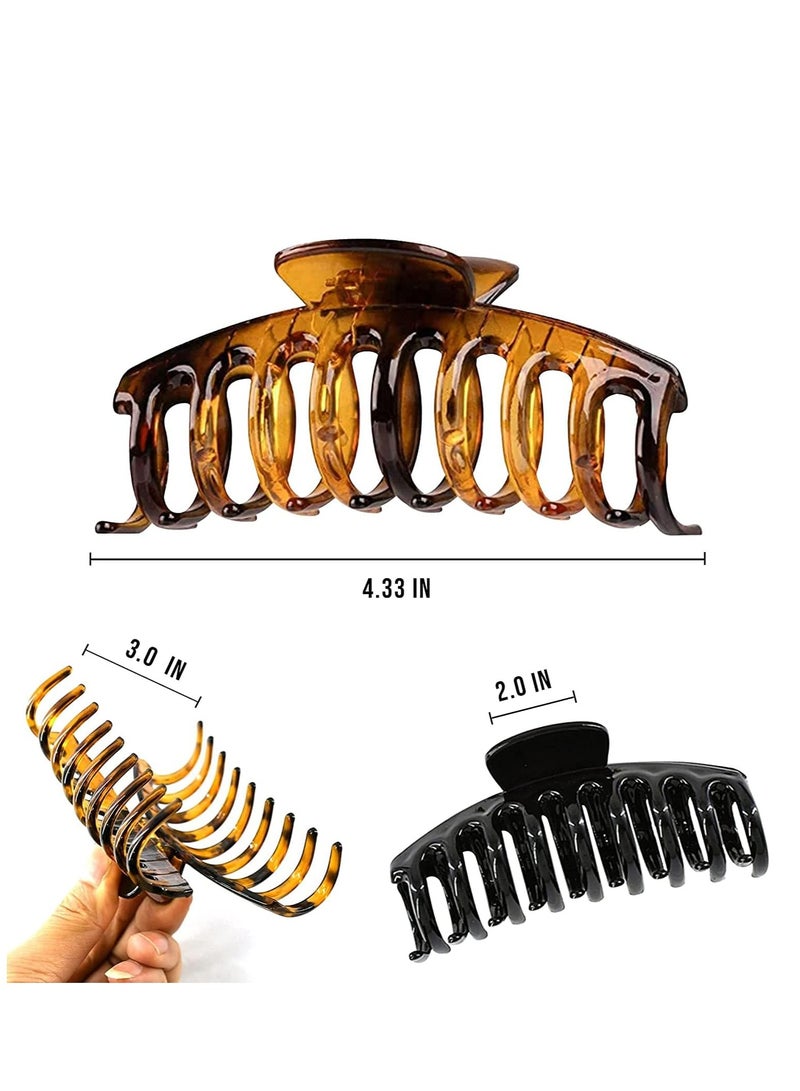 Premify 4Pcs Hair Claw Clips, Large 4.3 Inches Acrylic Nonslip Strong Hold Jumbo Jaw Hair Clips for Women  - Image 2