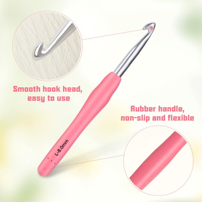 SHWAKK Crochet Hook, 8.0 mm Ergonomic Crochet Hook, Crochet Needles for Arthritic Hands,Knitting Needles with Soft Handle Beginners and Experienced Hobbyists (8.0 mm) - Image 3