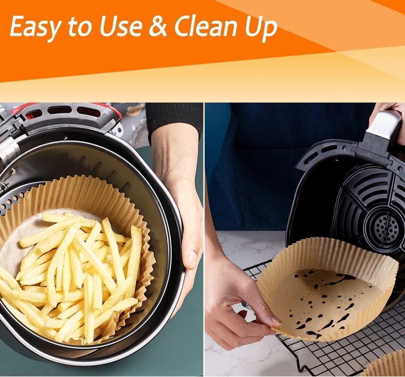 PureBake Air Fryer Paper Liners, 100Pcs Non-Stick Parchment Sheets for Air Fryer & Microwave, Bleach-Free Butter Paper Liner, Baking Plates & Rolls for Airfryer - (8IN) Round White - Image 5