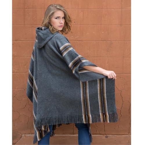 Gamboa Alpaca Poncho - Hooded, Dark Gray, OS - Image 5