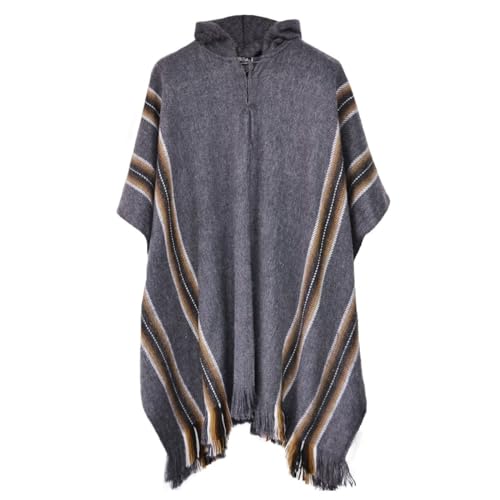 Gamboa Alpaca Poncho - Hooded, Dark Gray, OS - Image 2