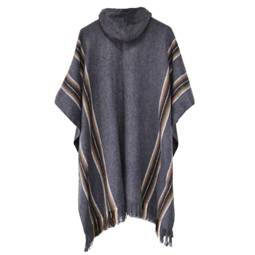 Gamboa Alpaca Poncho - Hooded, Dark Gray, OS - Image 3