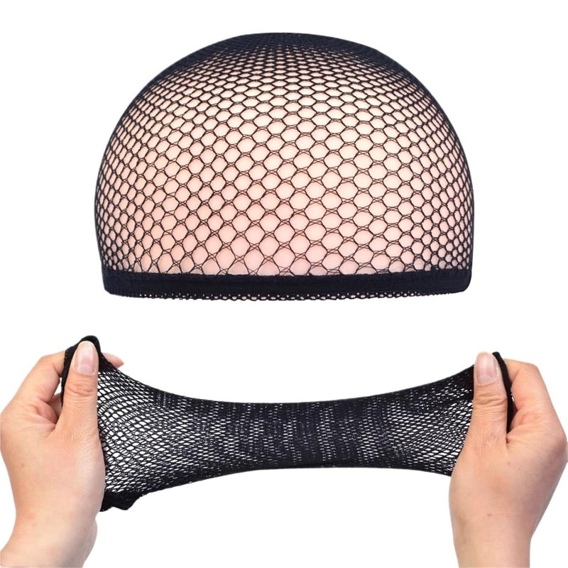 Black Wig Cap 30PCS Open Ended Hair Net Mesh Stocking Cap Weaving Hairnet Accessories - Image 4
