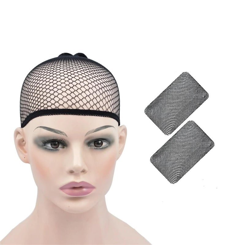 Black Wig Cap 30PCS Open Ended Hair Net Mesh Stocking Cap Weaving Hairnet Accessories - Image 3