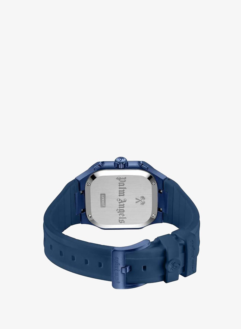 Palm Angels Forte Blue Dial Blue Silicone Strap Dual Time Watch for Men, 43mm - Image 3