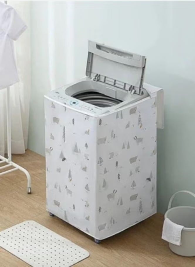 كفر غسالة اوتوماتيك مقاوم للماء بجودة عالية، مفرش غسالة وغطاء غسالة اتوماتيك، حماية ضد الرطوبة والغبار، كفر غسالة اوتوماتيك وتر بروف وزانوسي، كفر غسالة فوق اوتوماتيك وتر بروف، غطاء مشمع للغسالة تحميل علوي كامل بتصميم عشوائي، غطاء ضد الماء للغسالة والمجفف، حافظ غسالة اتوماتيك مقاس 56×54×86 سم - Image 1