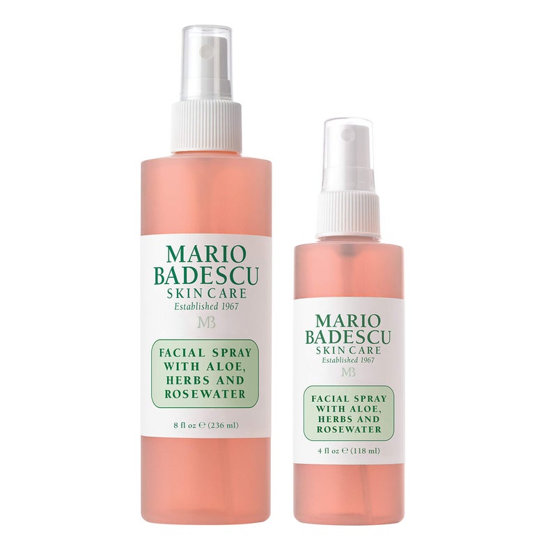 Mario Badescu Facial Spray with Aloe, Herbs and Rose Water for All Skin Types, Face Mist that Hydrates, Rejuvenates & Clarifies, 8 & 4 FL OZ Combo - Image 1