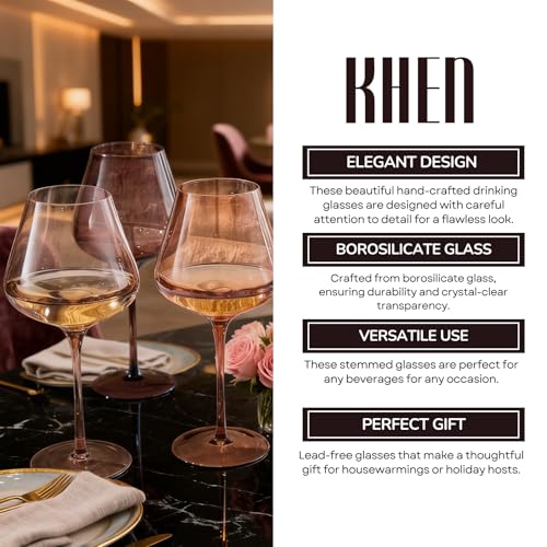 Khen Venus Wine Glass Sets, 20oz Glasses Set of 6 Melanin Brown Colored for Her, Mom, Wife, Girlfriend, Mama, Special Celebrations Color Drinkware Unique Style Tall Stemmed Amber Colors Bronze Glassware - Image 5