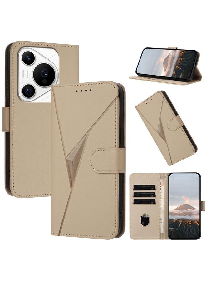 Zaboon Case For Huawei Pura 70 Pro / Pura 70 Ultra Triangle Pattern Buckle Clasp Leather Phone Case - Image 1