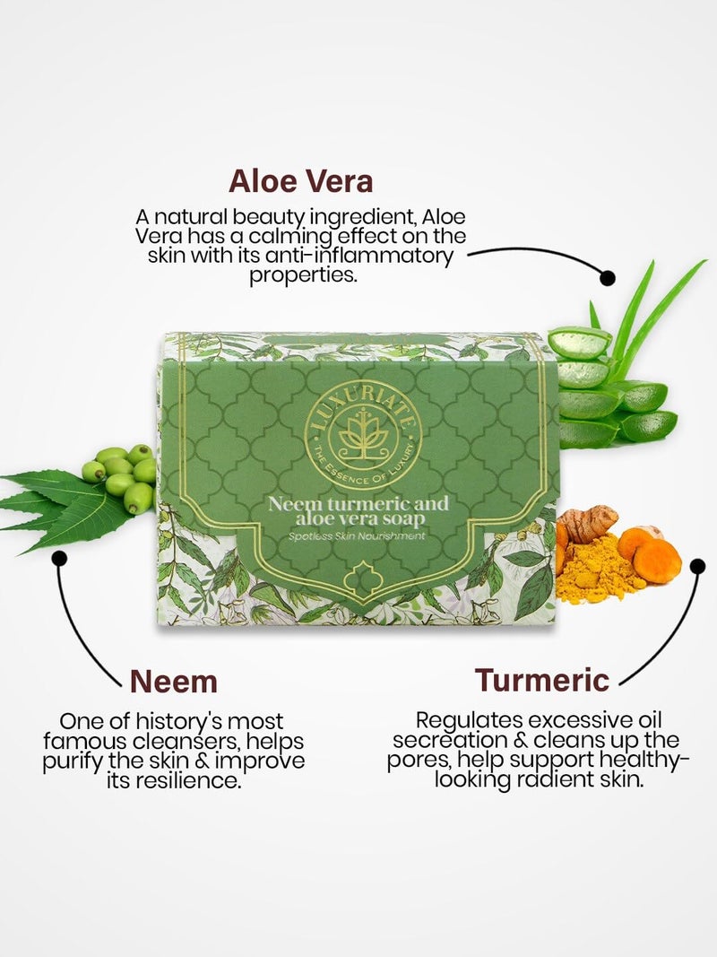LUXURIATE Combo of Rose Neem Turmeric Aloevera Vanilla Lavender Soap 125gm Pack of 4 Luxury Premium Soap Natural Soap Handmade Organic Soap - Image 3