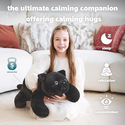 IKASA 5 lbs Weighted Stuffed Animal Black Cat Plush Toy24 inches Giant Large Big Jumbo Kitten ToysHuge Size Fat PlushieGifts for Kids Girls Boys - Image 5