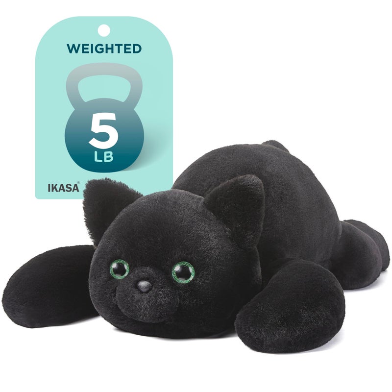 IKASA 5 lbs Weighted Stuffed Animal Black Cat Plush Toy24 inches Giant Large Big Jumbo Kitten ToysHuge Size Fat PlushieGifts for Kids Girls Boys - Image 3