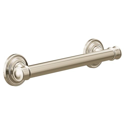 Moen YG6412NL Bathroom Safety 12-Inch Stainless Steel Traditional Bathroom Grab Bar, Polished Nickel - Image 1