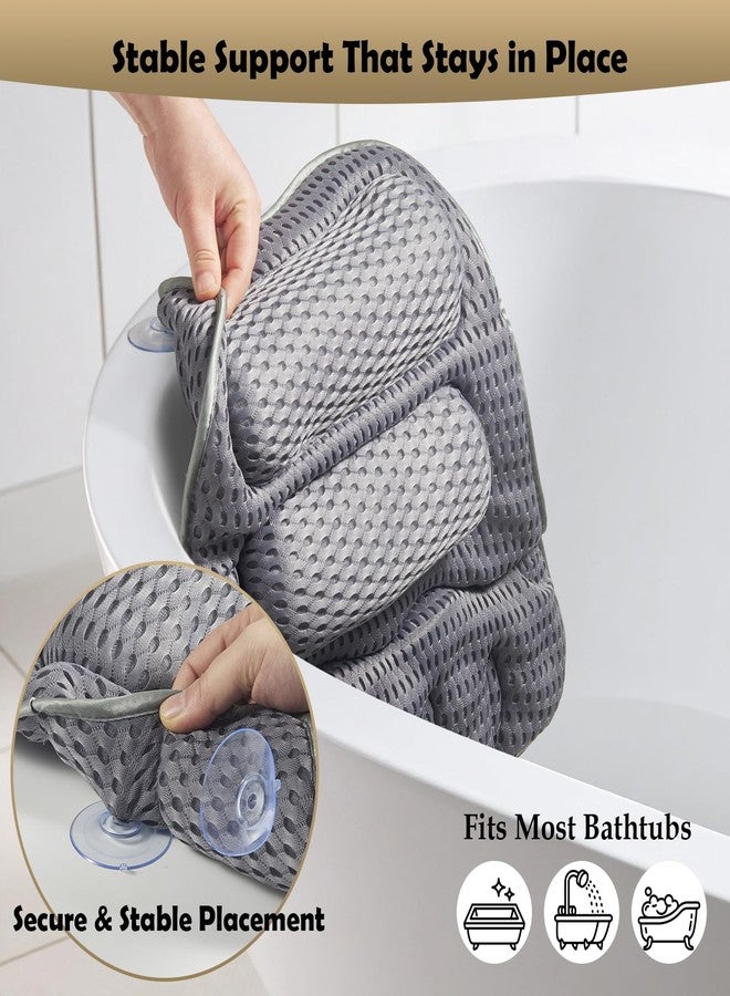 suvast Bath Pillows for Tub, Full-Body Relaxation with Head, Neck & Shoulder Support, Ergonomic Design, 10 Suction Cups, Breathable 4D Air Mesh (Grey) - Image 5