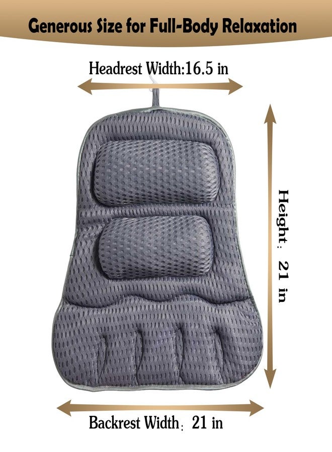 suvast Bath Pillows for Tub, Full-Body Relaxation with Head, Neck & Shoulder Support, Ergonomic Design, 10 Suction Cups, Breathable 4D Air Mesh (Grey) - Image 4