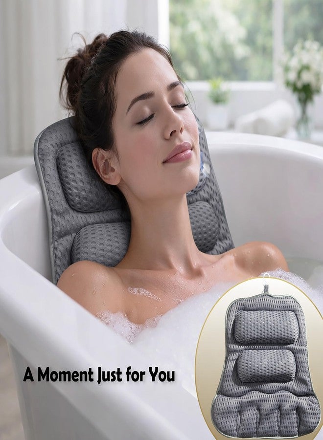 suvast Bath Pillows for Tub, Full-Body Relaxation with Head, Neck & Shoulder Support, Ergonomic Design, 10 Suction Cups, Breathable 4D Air Mesh (Grey) - Image 3
