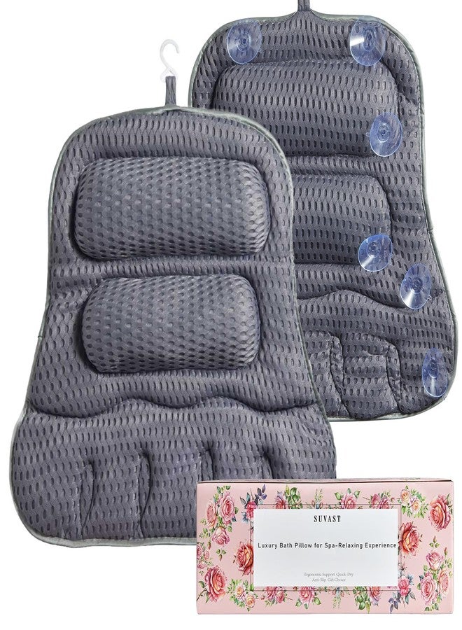 suvast Bath Pillows for Tub, Full-Body Relaxation with Head, Neck & Shoulder Support, Ergonomic Design, 10 Suction Cups, Breathable 4D Air Mesh (Grey) - Image 1