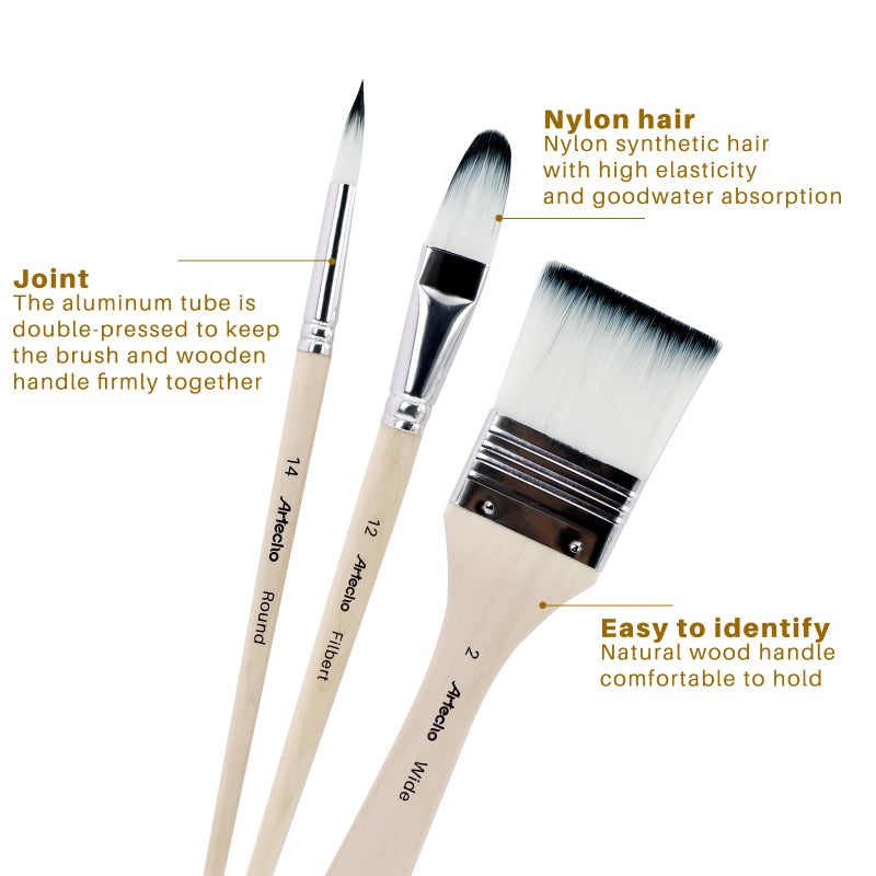 Artecho 32 PCS Paint Brushes for Acrylic Painting, Acrylic Paint Brushes for Oil, Watercolor, Acrylic, Gouache and Canvas Painting - Image 4
