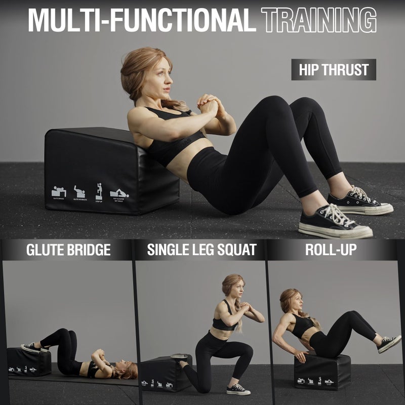 Mikolo Hip Thrust Bench, Hip Thrust Machine at Home for Glute Bridge, Multifunctional Hip Thrust Box with Non-Slip Base, Glute Workout Equipment, Core & Ab Strength Training (Medium) - Image 2
